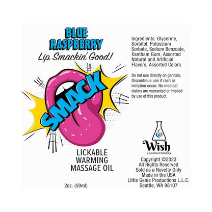LITTLE GENIE - SMACK LICKABLE MASSAGE OIL 3 ML POUCH BLUE RASPBERRY