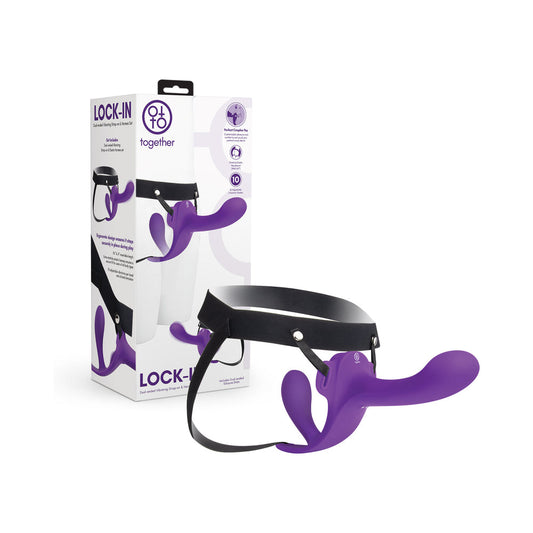 TOGETHER TOY - CONJUNTO DE STRAP-ON VIBRATÓRIO DE PONTA DUPLA E ARNÊS TOGETHER LOCK-IN