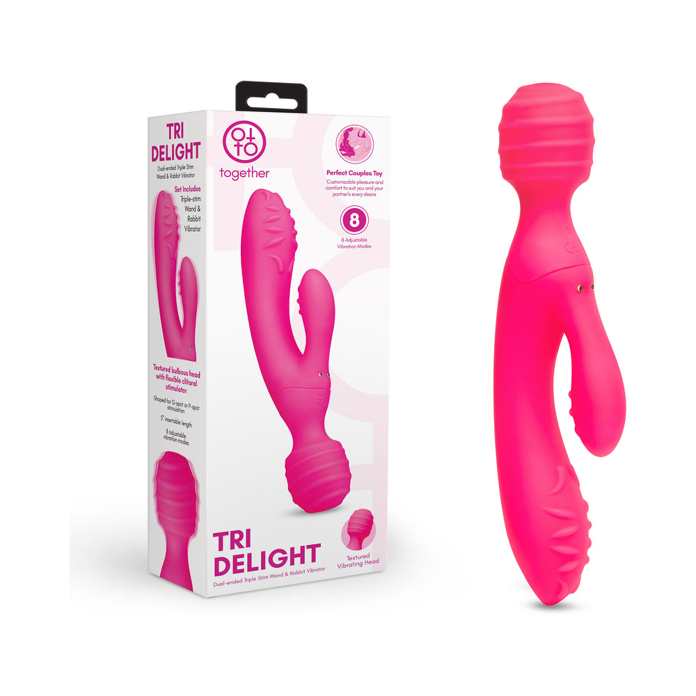 TOGETHER TOY - TOGETHER TRI DELIGHT DUAL-ENDED TRIPLE STIM WAND & RABBIT VIBRATOR