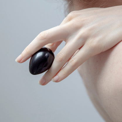 CHAKRUBS - XAGA YONI EGG OBSIDIAN (DRILLED)