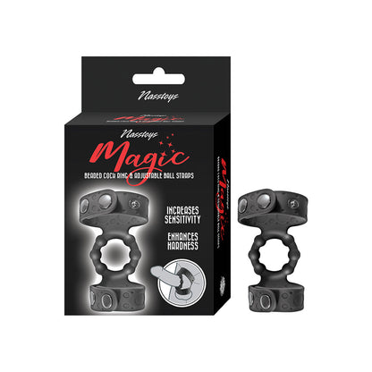 NASSTOYS - MAGIC BEADED COCK RING & ADJUSTABLE BALL STRAPS BLACK