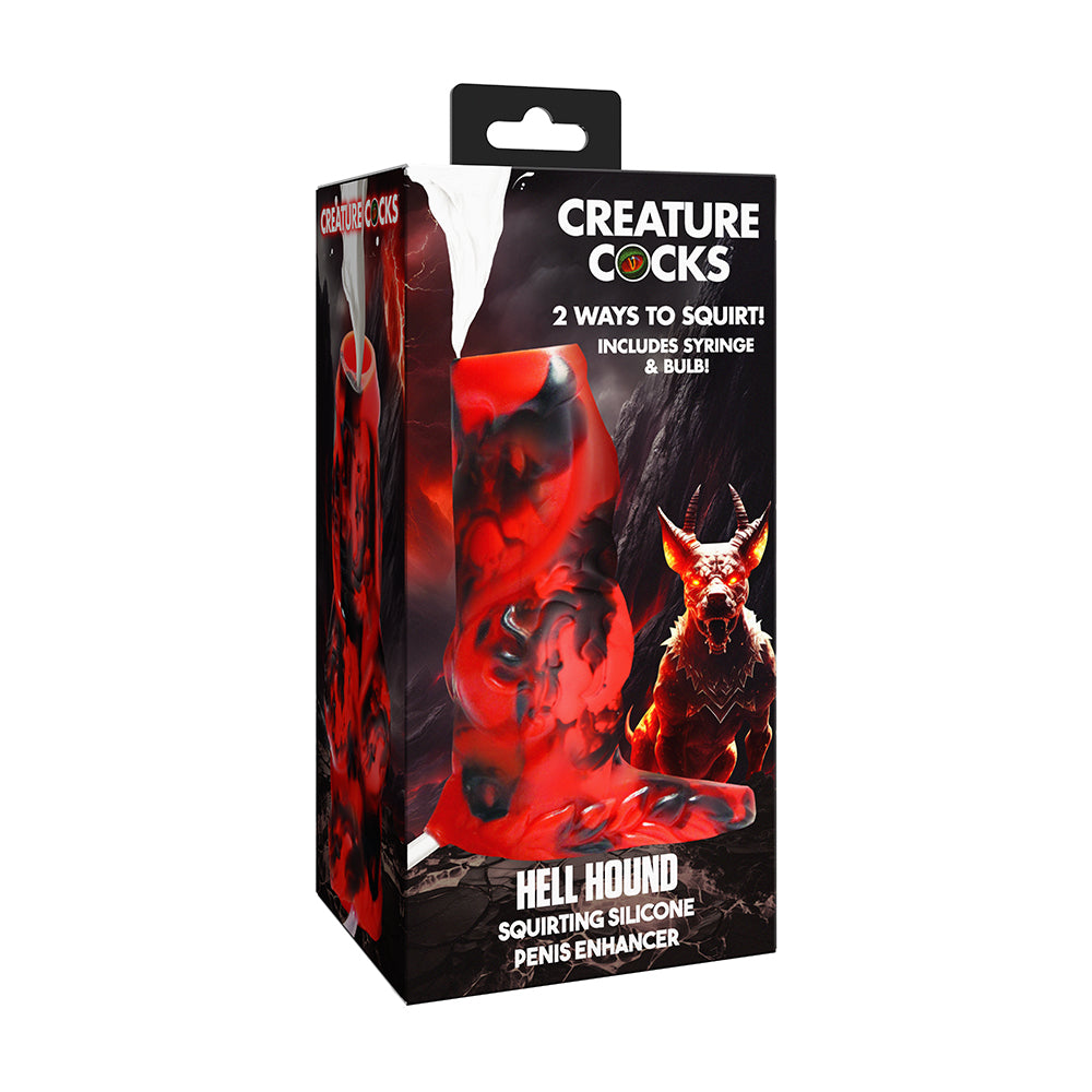 XR BRANDS - CREATURE COCKS HELL HOUND SQUIRTING SILICONE PENIS ENHANCER VERMELHO