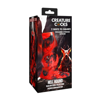 XR BRANDS - CREATURE COCKS HELL HOUND SQUIRTING SILICONE PENIS ENHANCER VERMELHO