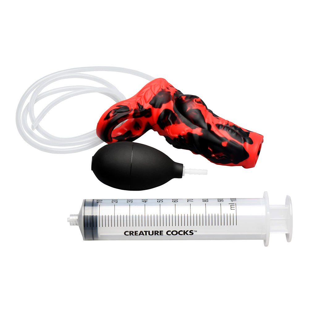 XR BRANDS - CREATURE COCKS HELL HOUND SQUIRTING SILICONE PENIS ENHANCER VERMELHO