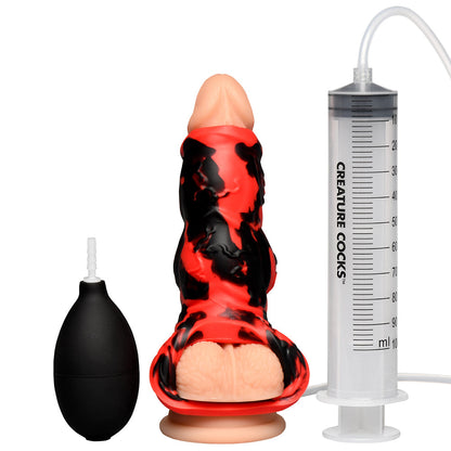 XR BRANDS - CREATURE COCKS HELL HOUND SQUIRTING SILICONE PENIS ENHANCER VERMELHO