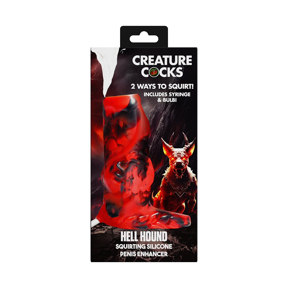 XR BRANDS - CREATURE COCKS HELL HOUND SQUIRTING SILICONE PENIS ENHANCER VERMELHO