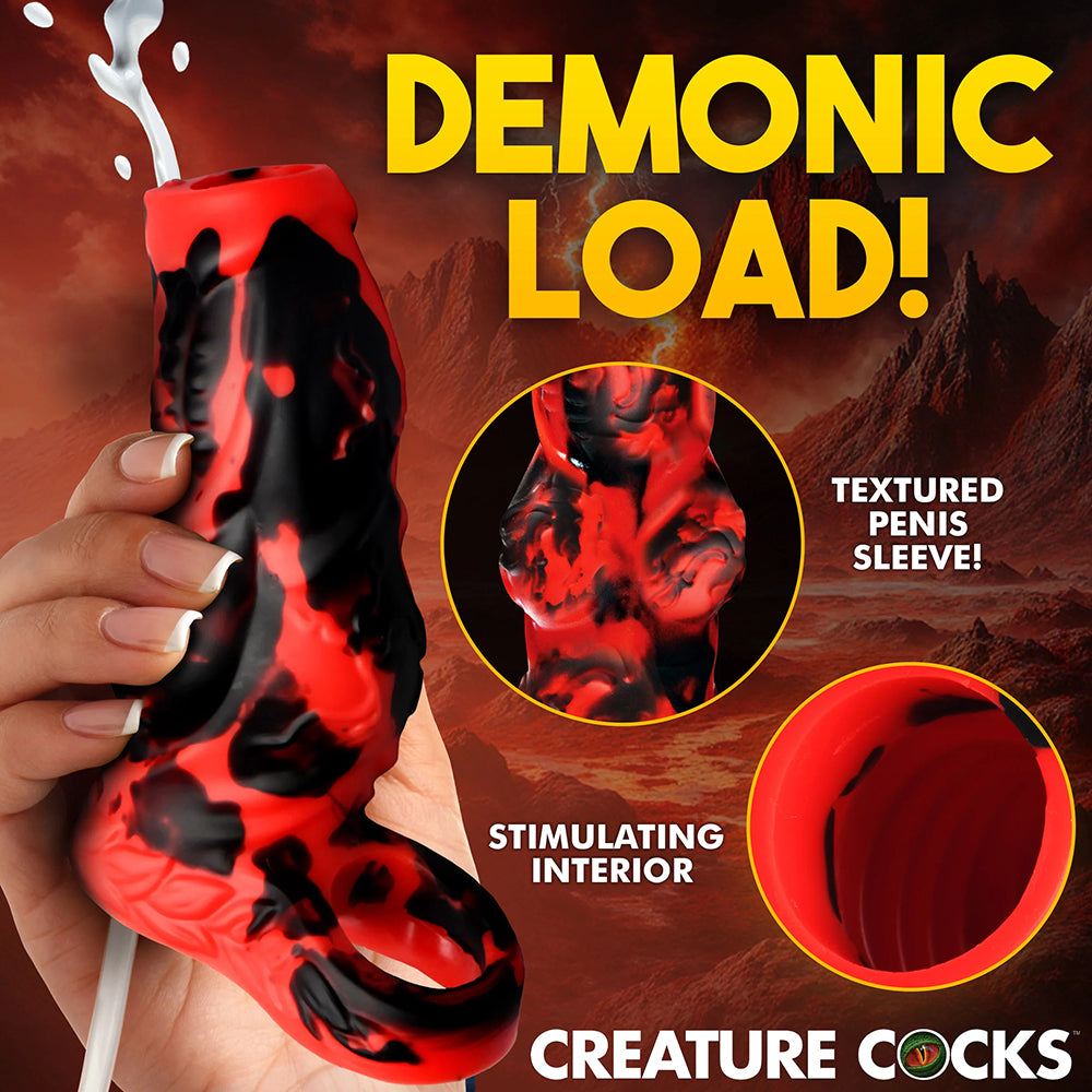 XR BRANDS - CREATURE COCKS HELL HOUND SQUIRTING SILICONE PENIS ENHANCER VERMELHO