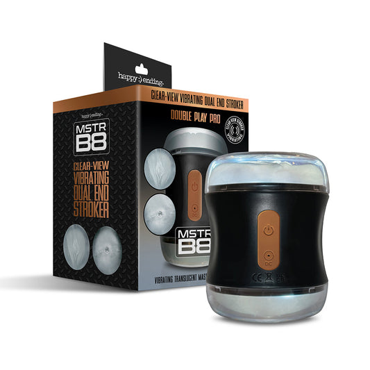 NOVIDADES GLOBAIS - MSTR B8 CLEAR-VIEW VIBRATING DUAL END STROKER, DOUBLE PLAY PRO