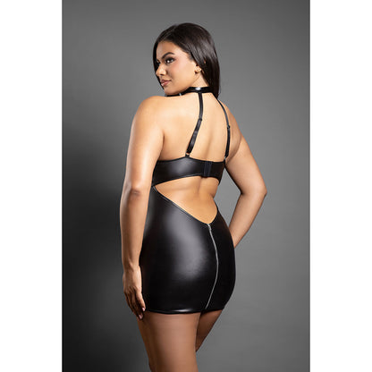 FANTASY LINGERIE - CHEMISE DOMINA COM DETALHES DE FECHO E HALTER COM FIVELA