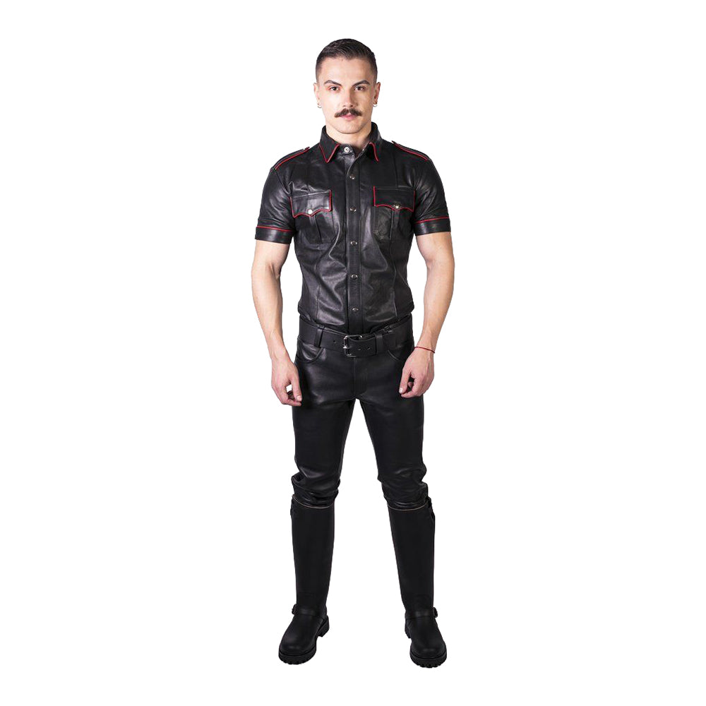 PROWLER RED - BLACK LEATHER JEANS 32 IN.