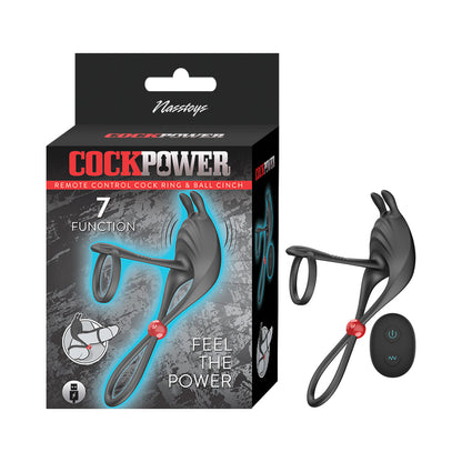 NASSTOYS - ANEL PENIANO COM CONTROLO REMOTO E AJUSTE ESCROTAL COCKPOWER PRETO