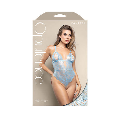 FANTASY LINGERIE - OPULENCE SPLIT PEARL OPEN BACK TEDDY WITH PEARL STRING CROTCH LIGHT