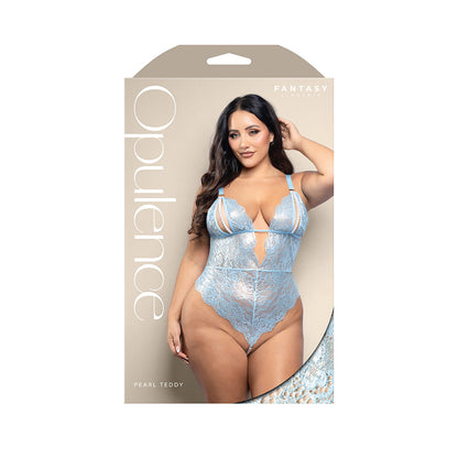 FANTASY LINGERIE - OPULENCE SPLIT PEARL OPEN BACK TEDDY WITH PEARL STRING CROTCH LIGHT
