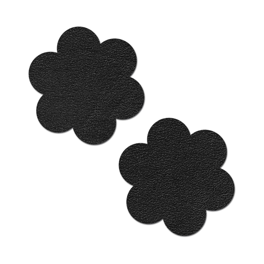 PASTEASE - COBRE-MAMILOS EM FORMA DE FLOR, EM CAMURÇA VEGANA PRETA MATE, REUTILIZÁVEIS PARA USO DIÁRIO ONYX