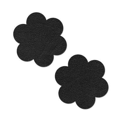 PASTEASE - COBRE-MAMILOS EM FORMA DE FLOR, EM CAMURÇA VEGANA PRETA MATE, REUTILIZÁVEIS PARA USO DIÁRIO ONYX