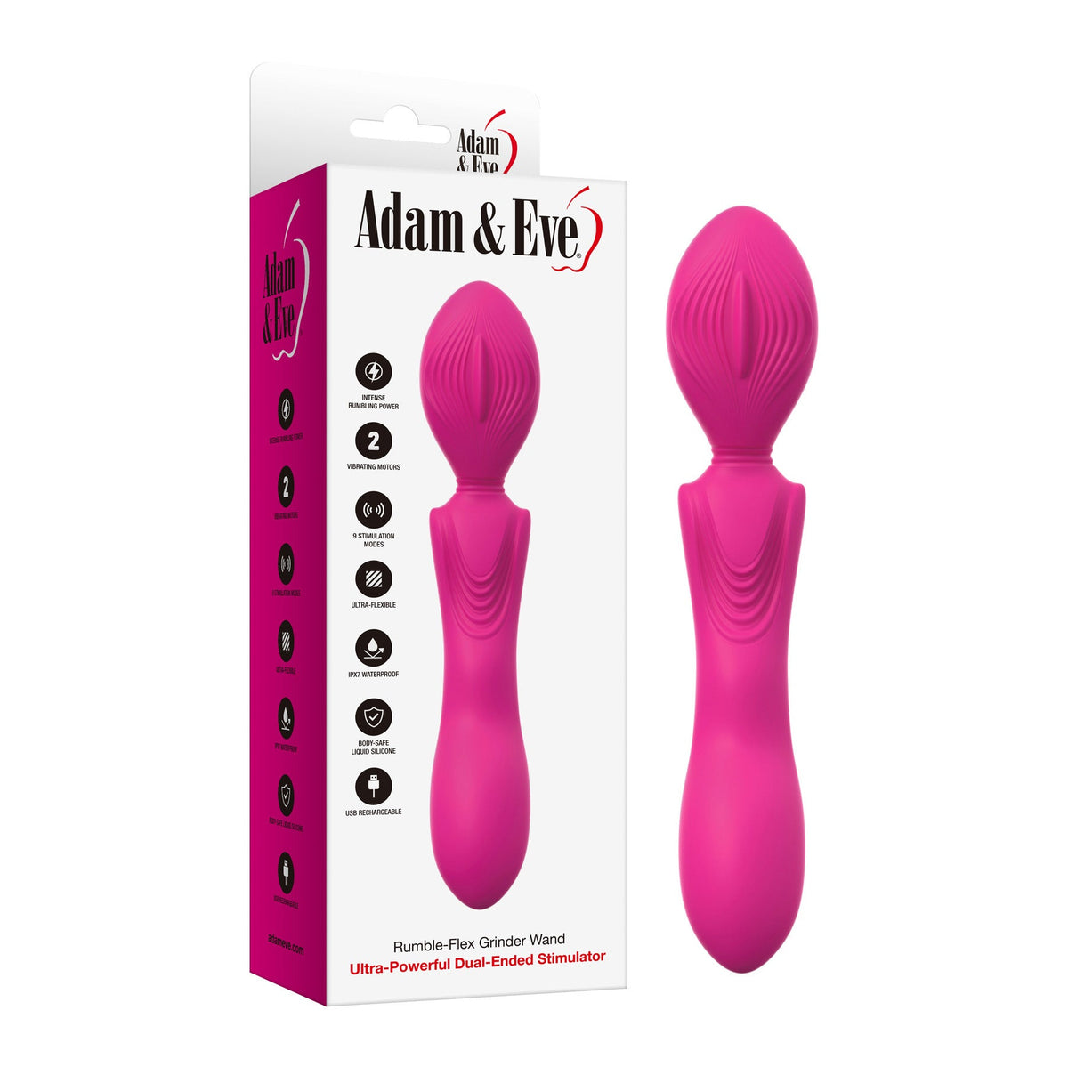 ADAM & EVE - RUMBLE-FLEX GRINDER WAND ESTIMULADOR DE PONTA DUPLA ULTRA POTENTE