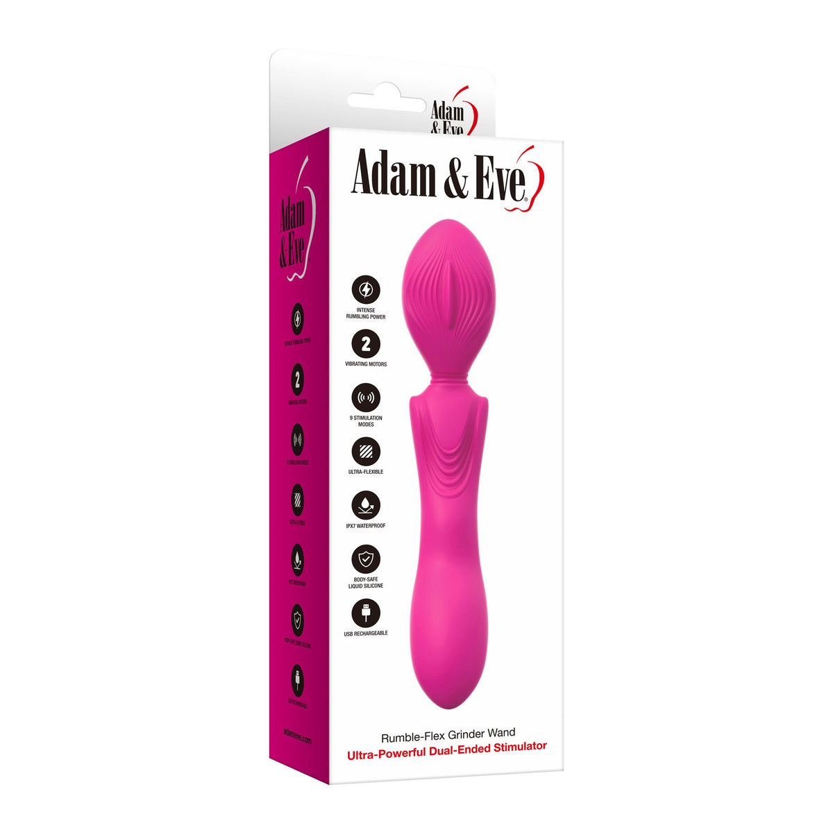 ADAM & EVE - RUMBLE-FLEX GRINDER WAND ESTIMULADOR DE PONTA DUPLA ULTRA POTENTE