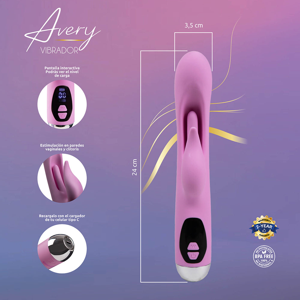 CAMTOYZ - AVERY USB-C RECHARGEABLE RABBIT VIBRATOR