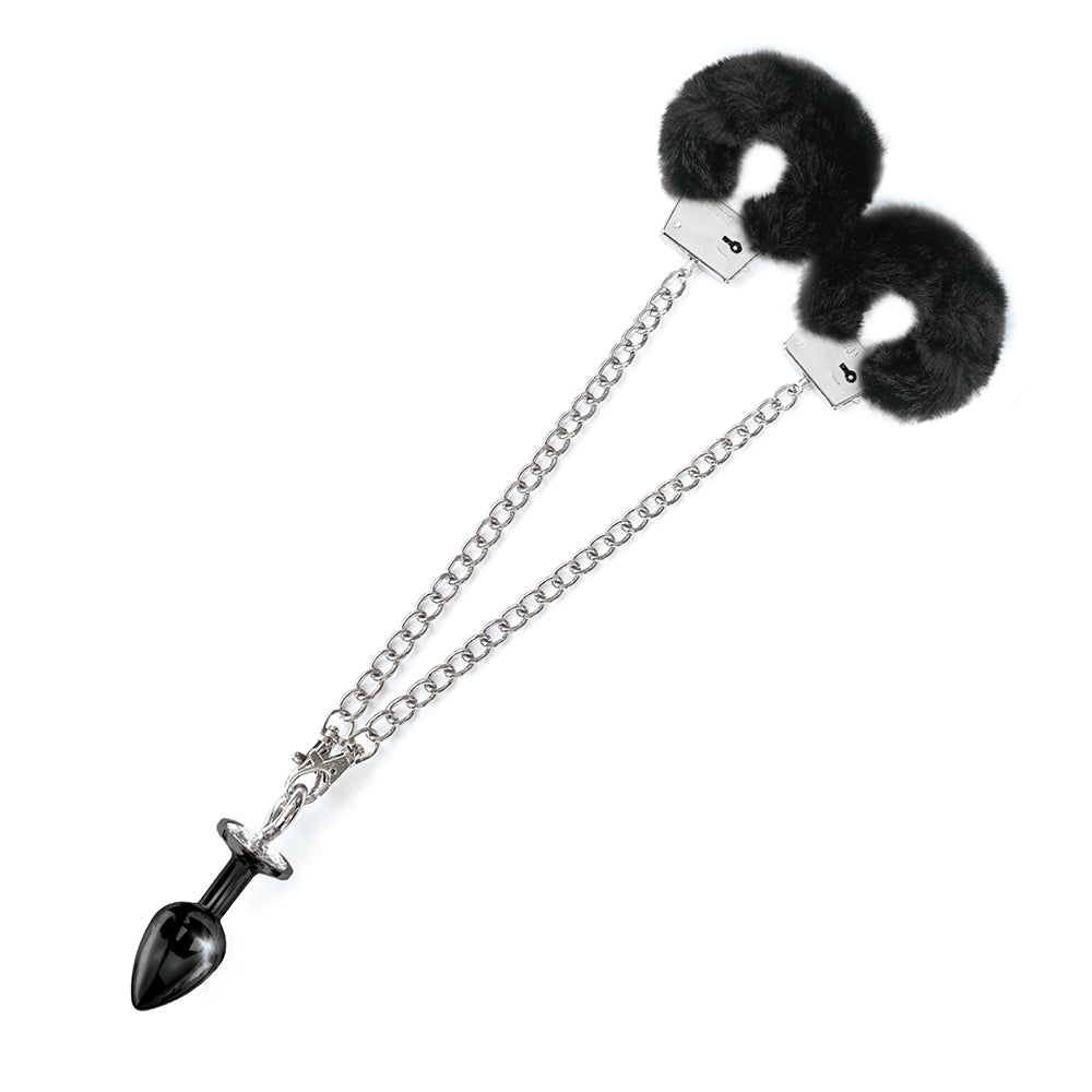 GLOBAL NOVELTIES - CONJUNTO DE PLUG ANAL DE METAL NIXIE & ALGEMAS COM PELO MÉDIO PRETO