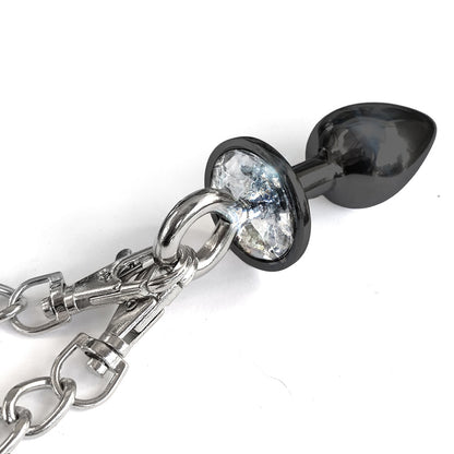 GLOBAL NOVELTIES - CONJUNTO DE PLUG ANAL DE METAL NIXIE & ALGEMAS COM PELO MÉDIO PRETO