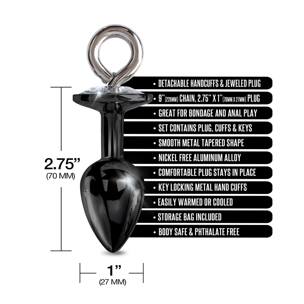 GLOBAL NOVELTIES - CONJUNTO DE PLUG ANAL DE METAL NIXIE & ALGEMAS COM PELO MÉDIO PRETO