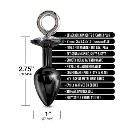 GLOBAL NOVELTIES - CONJUNTO DE PLUG ANAL DE METAL NIXIE & ALGEMAS COM PELO MÉDIO PRETO