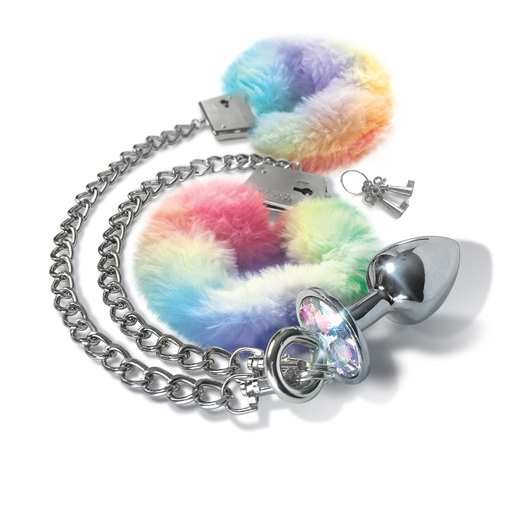 GLOBAL NOVELTIES - CONJUNTO DE PLUG ANAL DE METAL NIXIE E ALGEMAS COM PELO MÉDIO UNICÓRNIO