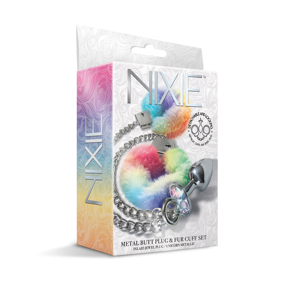GLOBAL NOVELTIES - CONJUNTO DE PLUG ANAL DE METAL NIXIE E ALGEMAS COM PELO MÉDIO UNICÓRNIO