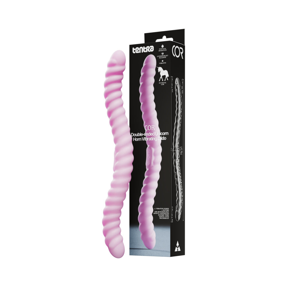 TENTRA - COR UNICORN HORN DILDO VIBRANTE DE PONTA DUPLA ROSA