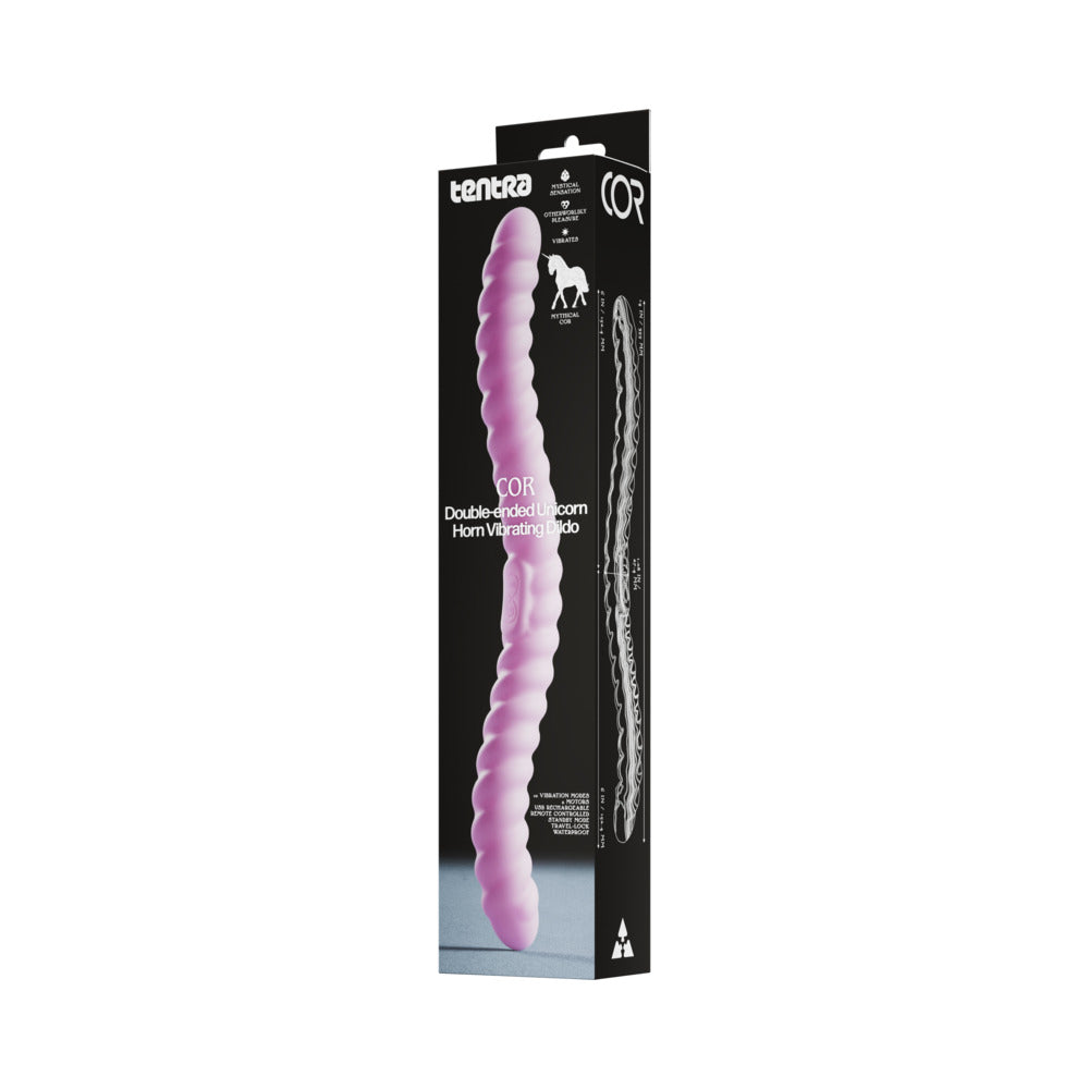 TENTRA - COR UNICORN HORN DILDO VIBRANTE DE PONTA DUPLA ROSA