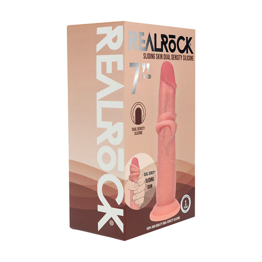 SHOTS - REALROCK SLIDING SKIN DUAL DENSITY SILICONE DILDO 7 IN.