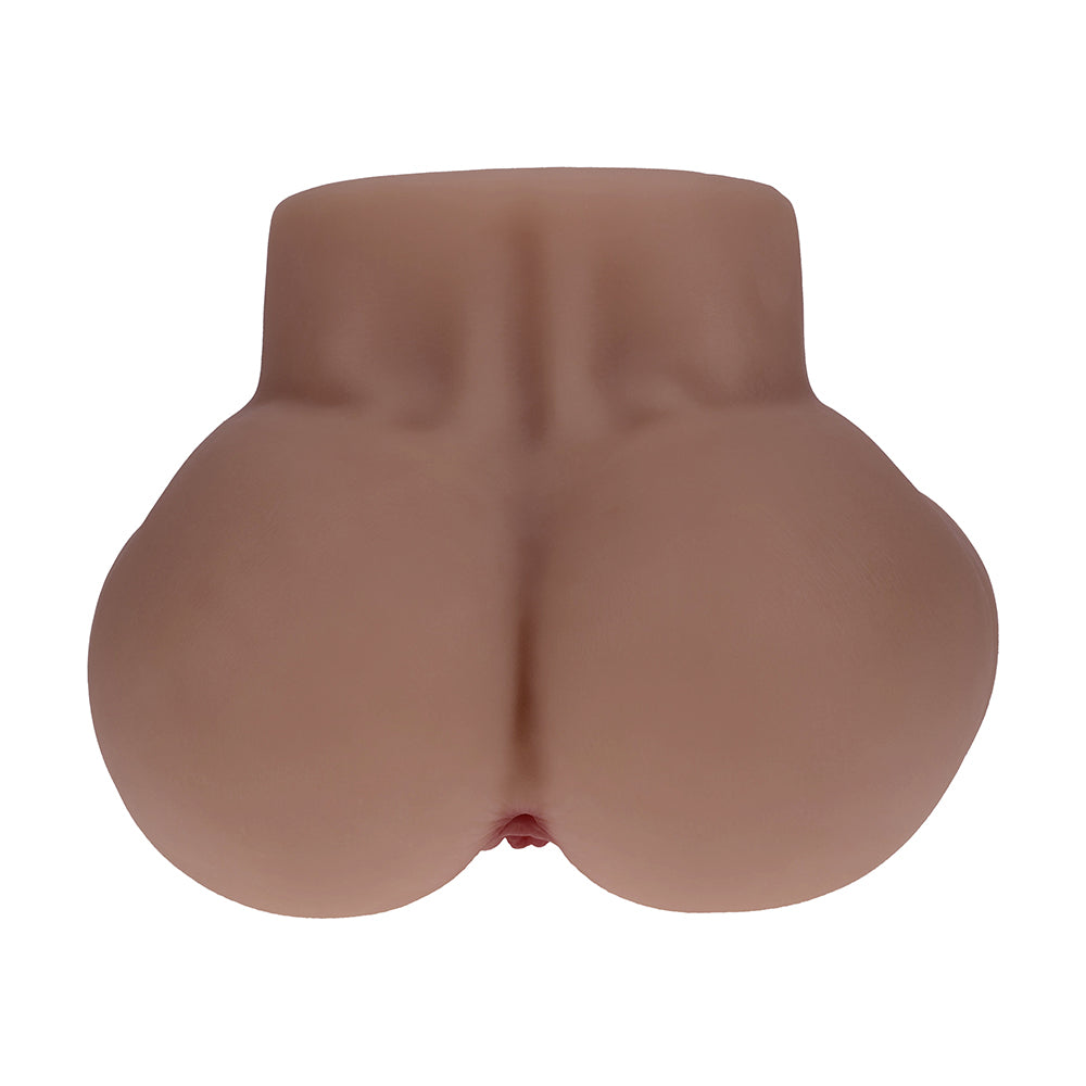 SHOTS - XKIN BODYFORMS KAYA BLOOM DUAL ENTRY VIBRATING MASTURBATOR BROWN