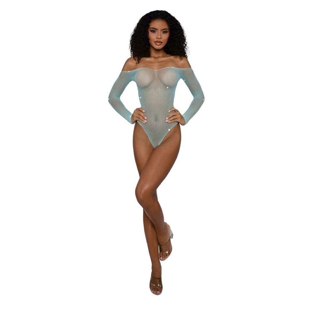 DREAMGIRL - BODYSTOCKING TEDDY COM OMBROS DESCOBERTOS E STRASS AGATE TAMANHO ÚNICO