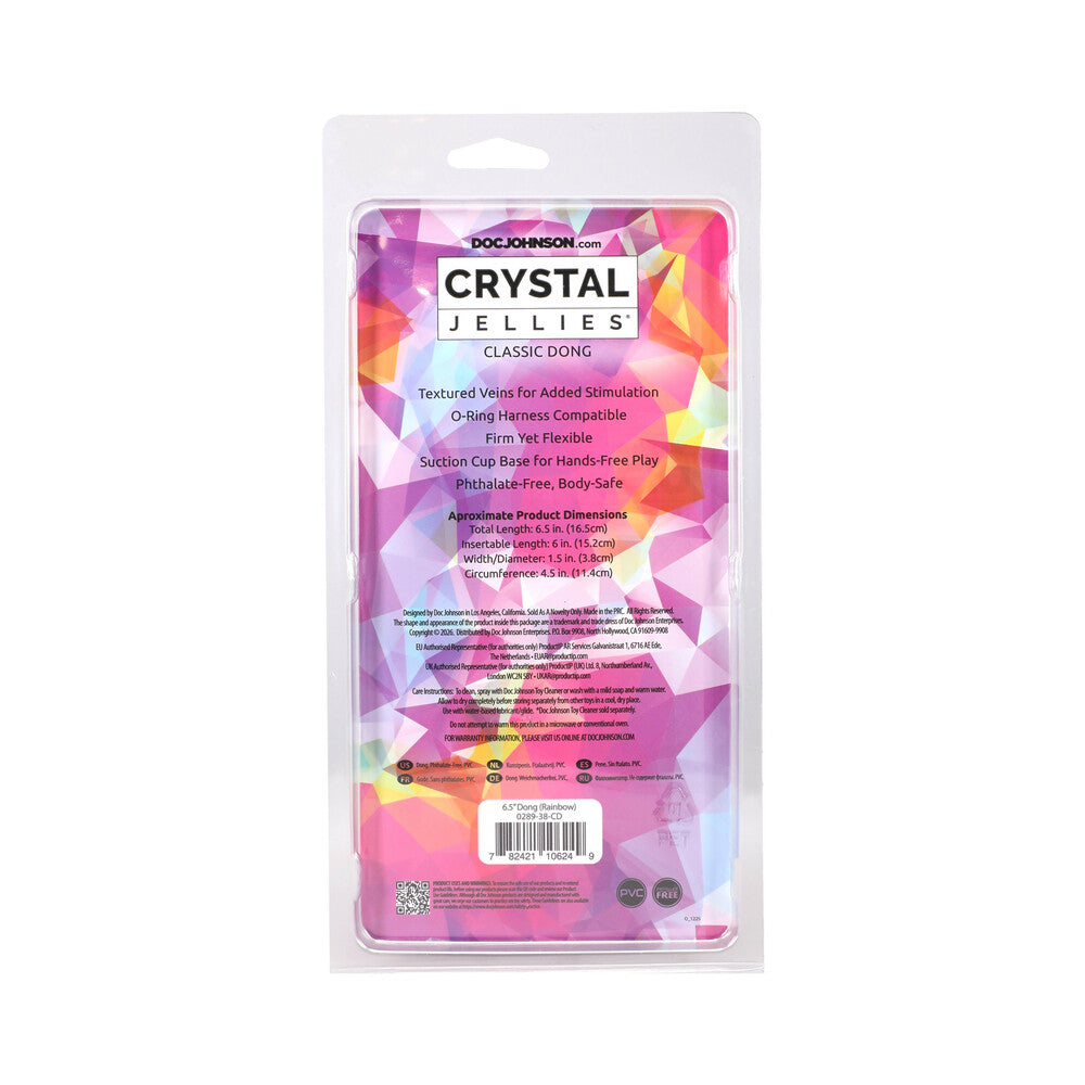 DOC JOHNSON - CRYSTAL JELLIES 6.5 IN. RAINBOW DONG