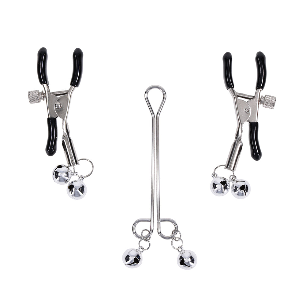 SPORTSHEETS - SEX & MISCHIEF SHADOW BELL NIPPLE AND CLIT JEWELRY
