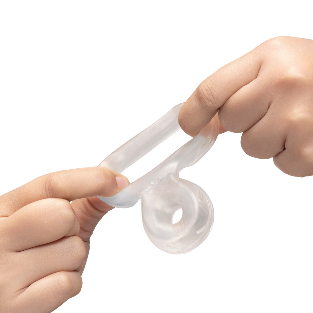 B-VIBE - STRECH-TECH DOUBLE BARREL ULTRA ELÁSTICO ANEL EM C E ALONGADOR DE TESTÍCULOS