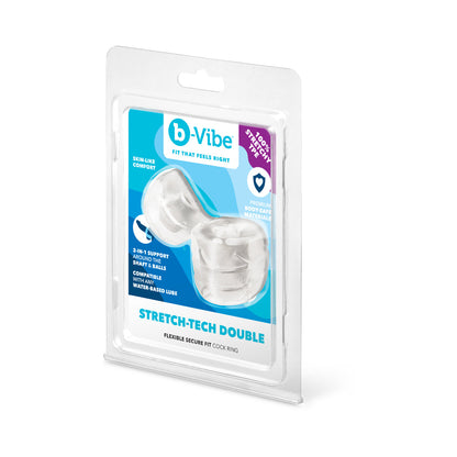 B-VIBE - STRECH-TECH DOUBLE BARREL ULTRA ELÁSTICO ANEL EM C E ALONGADOR DE TESTÍCULOS
