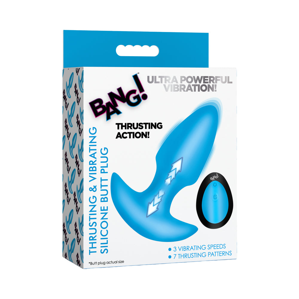 XR BRANDS - BANG! BUTT PLUG DE SILICONE COM VIBRAÇÃO E MOVIMENTO DE THRUSTING