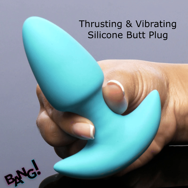 XR BRANDS - BANG! BUTT PLUG DE SILICONE COM VIBRAÇÃO E MOVIMENTO DE THRUSTING