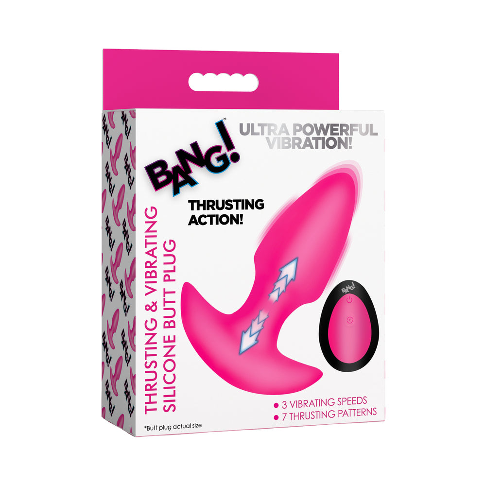 XR BRANDS - BANG! BUTT PLUG DE SILICONE COM VIBRAÇÃO E MOVIMENTO DE THRUSTING