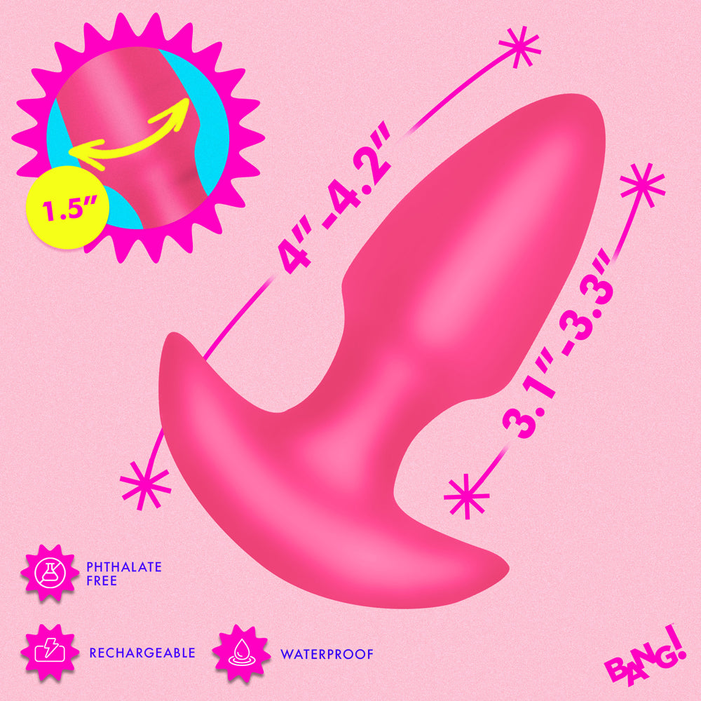 XR BRANDS - BANG! BUTT PLUG DE SILICONE COM VIBRAÇÃO E MOVIMENTO DE THRUSTING