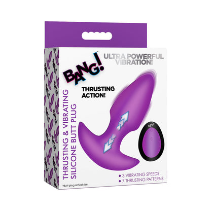 XR BRANDS - BANG! BUTT PLUG DE SILICONE COM VIBRAÇÃO E MOVIMENTO DE THRUSTING