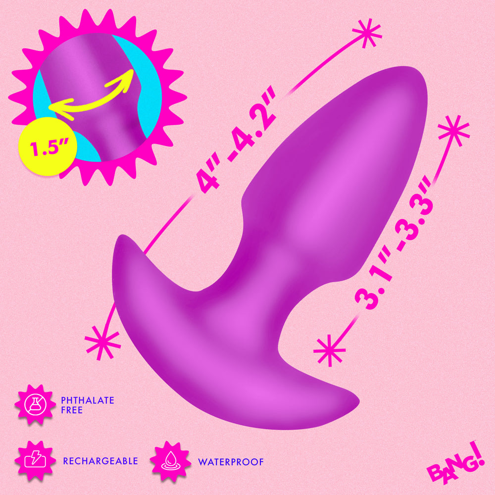 XR BRANDS - BANG! BUTT PLUG DE SILICONE COM VIBRAÇÃO E MOVIMENTO DE THRUSTING