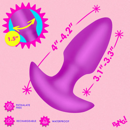 XR BRANDS - BANG! BUTT PLUG DE SILICONE COM VIBRAÇÃO E MOVIMENTO DE THRUSTING