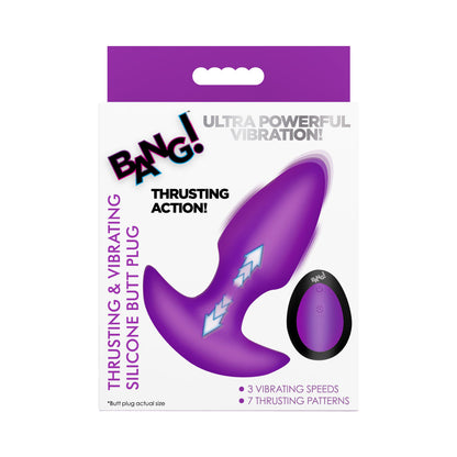 XR BRANDS - BANG! BUTT PLUG DE SILICONE COM VIBRAÇÃO E MOVIMENTO DE THRUSTING