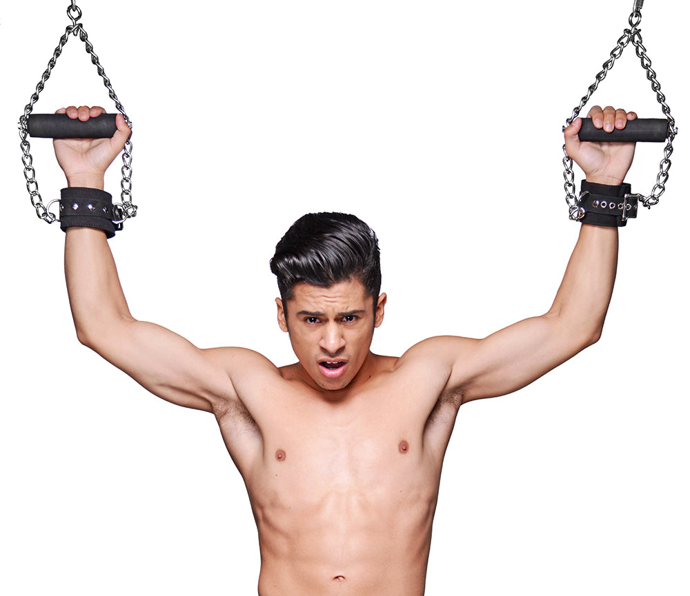 XR BRANDS - ALGEMAS DE SUSPENSÃO EM NOBUQUE COM FORRO DE PELE E ADERÊNCIA STRICT LEATHER