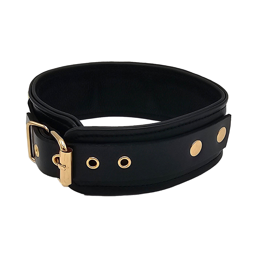 ROUGE GARMENTS - ROUGE LEATHER PLAIN COLLAR PRETO COM ACESSÓRIOS DOURADOS