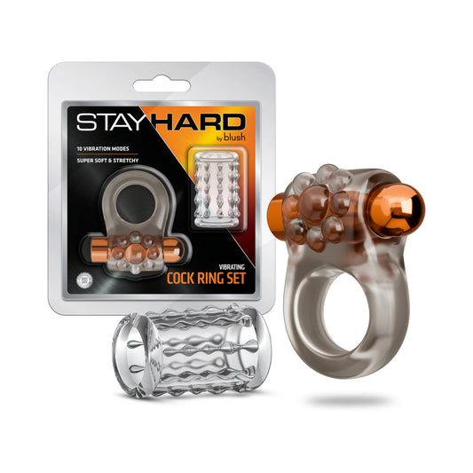 BLUSH - CONJUNTO DE ANEL PENIANO VIBRATÓRIO STAY HARD COM MANGA 1