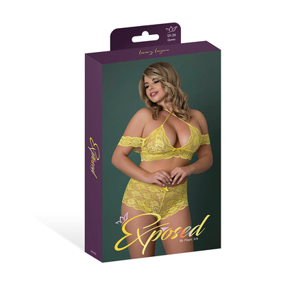 MAGIC SILK - DAFFODIL DREAMS BARDOT SLEEVE HALTER TOP & BOY SHORT SET