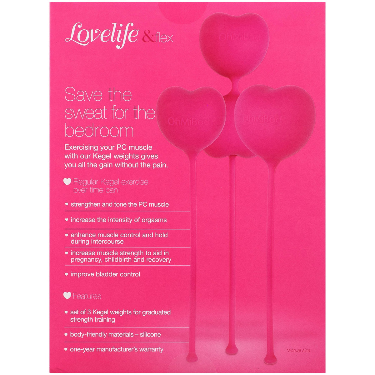 OHMIBOD - CONJUNTO DE 3 PEÇAS EXERCITADOR DE KEGEL LOVELIFE FLEX ROSA
